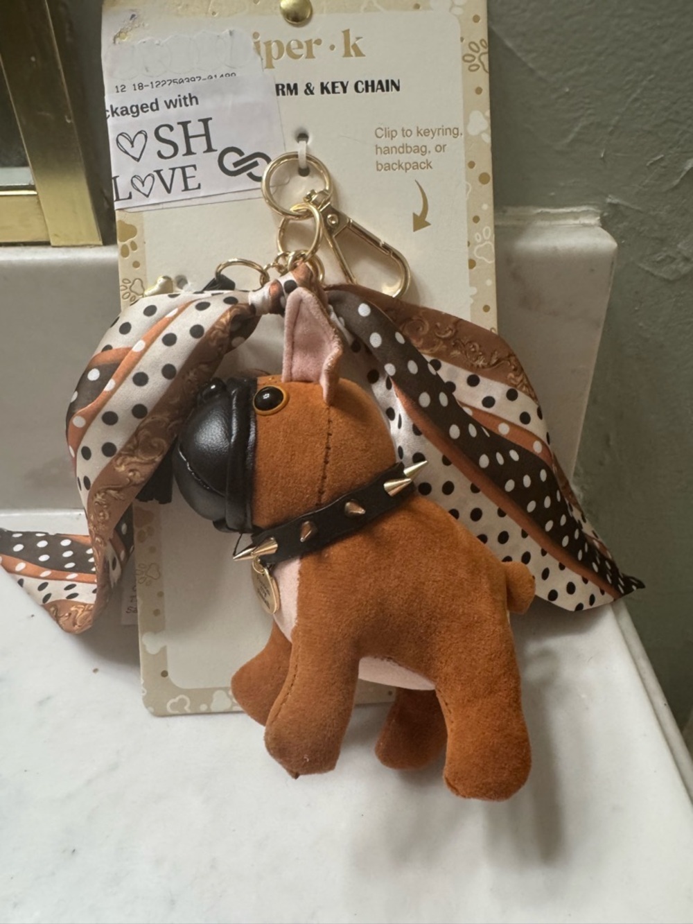 Piper K French bull jog, keychain or bag charm